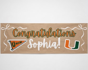 U Miami, Abschlussbanner, personalisiertes Partydekor, Universität von Miami