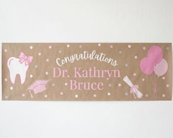 Graduierungsbanner der Zahnschule, benutzerdefinierte Papierbanner, personalisiertes Partydekor
