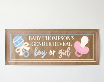 Gender Reveal, Babyparty, benutzerdefinierte Papierbanner, personalisierte Partydekoration