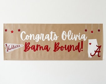 Universität von Alabama Abschlussbanner, Bama, kundenspezifisches Papierbanner, personalisiertes Partydekor