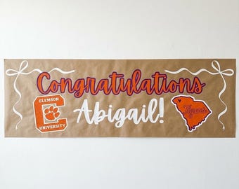 Clemson, Abschlussfeier Banner, benutzerdefinierte Papierbanner, personalisierte Partydekoration