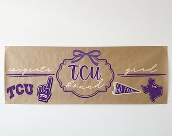 TCU, Abschlussbanner, benutzerdefiniertes Papierbanner, personalisiertes Partydekor, Texas Christian Universität