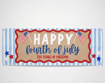 Pancarta de graduación America 250, pancarta de papel personalizada, decoración personalizada para fiestas patrióticas