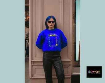 Reise-Trance-Liebhaber-Rave-Sweatshirt | Neon Festival Rundhalsausschnitt | EDM Musik Geschenk | Unisex Neon Druck | Trance-Vibes | Raver Grafik Pullover