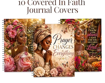 Bedeckt im Glauben Journal Bundle, Glaube Journal Cover, Gebet Journal Cover, Christian Journal, Black Woman Journal Cover, GoodNotes Covers