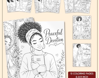 Black Woman Coloring Pages Printable, Faith Coloring Book for Women, Christian Affirmation Pages,