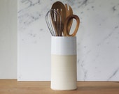 tall white cylinder shaped vase. off white clay with white glaze- modern pottery. white minimalist vase.