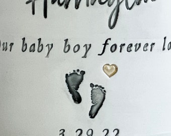 ADD ON custom baby footprint or paw print stamp. Using your image. Urn needs to be purchased also.