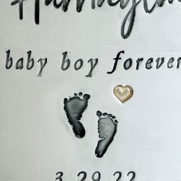 ADD ON custom baby footprint or paw print stamp. Using your image. Urn needs to be purchased also.