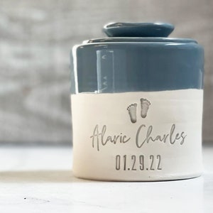 custom infant urn. a modern simple baby boy urn or baby girl urn for ashes. Made by vitrifiedstudio