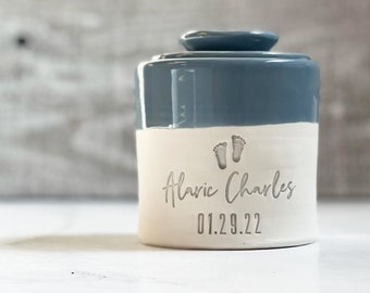 custom infant urn: a modern simple keepsake for baby boy or girl. vitrifiedstudio