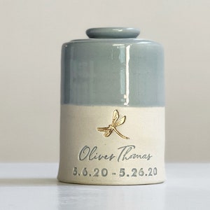 custom infant urn or Custom child urn. Urn with personalized name and date. Cremation urn for ashes.