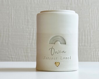 custom infant urn. FLAT lid. urn with custom name.  Custom baby urn. cursive name shown