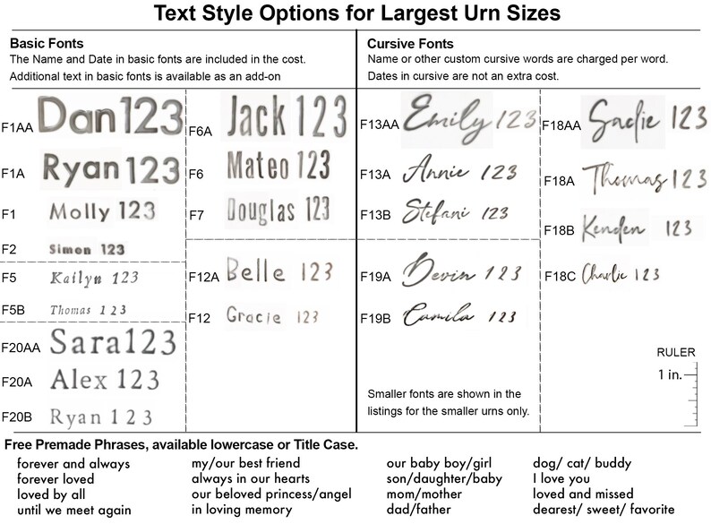 Urn Writing Examples Custom Cremation Urn: Tapered Shape, Largest Sizes. Partial Volume ...