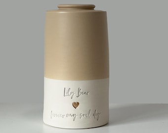 Custom pet urn. Largest sizes, heart shown, tapered shape