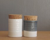 SALE ready made corked canister.  one lidded container shown in white or slate. minimal modern handmade ceramics