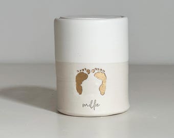 custom stillborn cremation urn. Small, Infant size, white shown. vitrifiedstudio