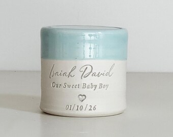 custom infant or child urn. blue shown. Baby Boy