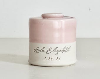 custom infant cremation urn. xxs shown. vitrifiedstudio