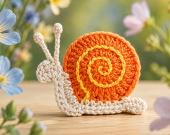 Modèle d'appliqué escargot au crochet, motif animal de jardin, décoration de chambre d'enfant (téléchargement PDF)
