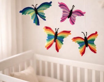 Motif d'appliqué papillon au crochet | Ailes arc-en-ciel, décoration DIY pour débutant (Modèle PDF)
