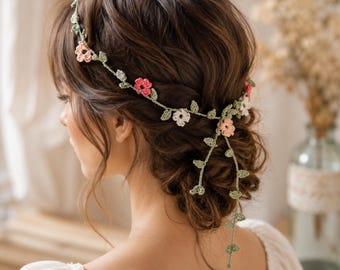 Modèle PDF de couronne de fleurs de mariage | Ornement de cheveux de mariée | Accessoire bohème pour demoiselle d'honneur