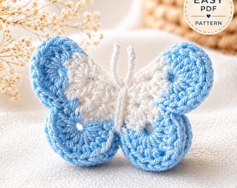Modèle d'appliqué papillon au crochet pour débutants | PDF facile, décoration pour chambre d'enfant et baby shower