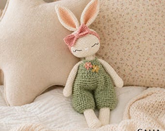 Modèle PDF de lapin au crochet, poupée lapin amigurumi, cadeau de naissance, jouet pour bébé