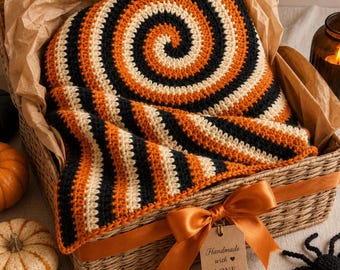 Spiral Crochet Blanket Pattern, Round Swirl Afghan, Easy Three Color Throw PDF