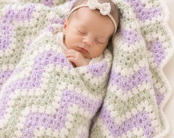 Modèle facile de couverture au crochet à vagues, jeté de chambre d'enfant moderne (téléchargement PDF)