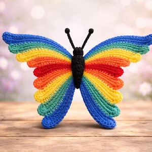 Schema per applicazione a farfalla all'uncinetto / Ali arcobaleno, decorazione fai da te per principianti (schema in PDF)
