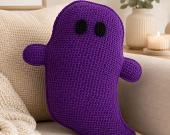 Patrón de ganchillo para cojín de fantasma: Cojín de peluche fácil para Halloween (PDF)