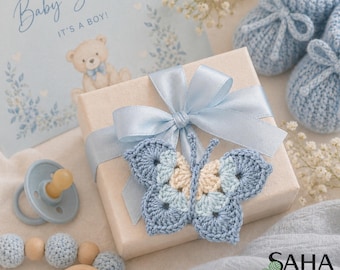 Motif papillon au crochet PDF | Décoration de fête prénatale | Applique facile pour débutants
