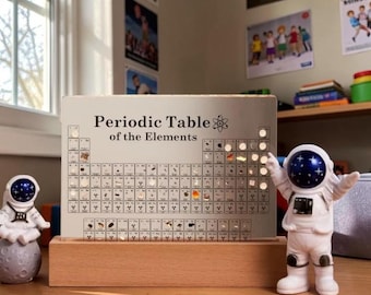 Akrylowy stojak na tablicę okresową 6 x 9 cali, prawdziwa kostka pierwiastków, dekoracja z motywem chemicznym Mendelejewa, prezent naukowy, ozdoba na biurko, pomysł na prezent dla nerda
