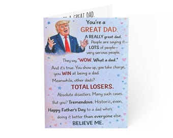 Zabawna kartka na Dzień Ojca z Trumpem, kartka MAGA dla taty, kartka z pozdrowieniami od Donalda Trumpa, prezent dla konserwatywnego taty, kartka na Dzień Ojca z Republikaninem