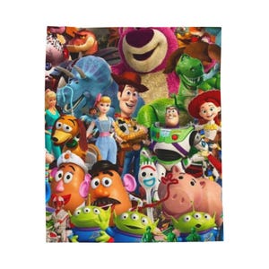 Toy Story Plush Blanket, Buzz and Woody Blanket, Kids Throw Blanket, Cartoon Character Bedding, Birthday Gift for Kids zdjęcie 2
