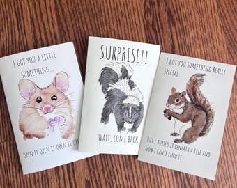 Woodland Creature Watercolor Art Blank Greeting Card