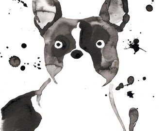 French Bulldog Expressive Ink Painting Print