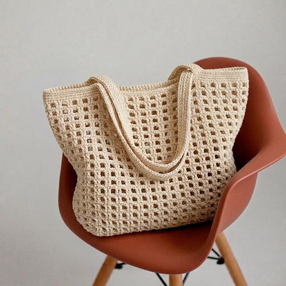 Crochet Tote Bag Pattern | Net Market Bag Tutorial | Beginner Mesh Beach Bag PDF | Summer Tote Guide | Easy Crochet Market Bag