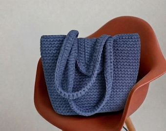 Modello per borsa tote all'uncinetto / Tutorial per borsa da mercato bicolore (PDF)