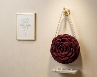 Modello per borsa a tracolla all'uncinetto a forma di rosa / Borsa a spalla con punto a sbuffo in formato PDF (terminologia statunitense)