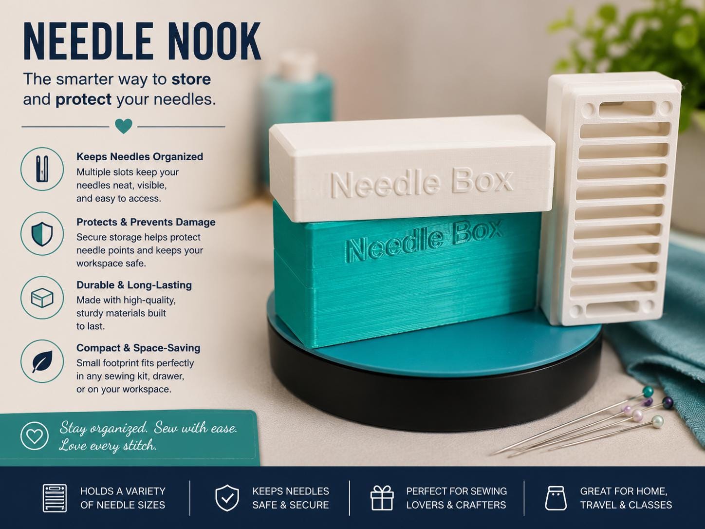 Needle Storage Accessory Sewing Needle Organizer | Compact Needle Storage Case for Quilting ...