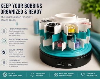 Soporte para bobinas / Organizador giratorio para bobinas de costura / Almacenamiento de hilos para suministros de acolchado y bordado