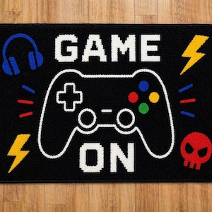 Game On Controller Rug, Gaming Room Decor, Kids Playroom Carpet