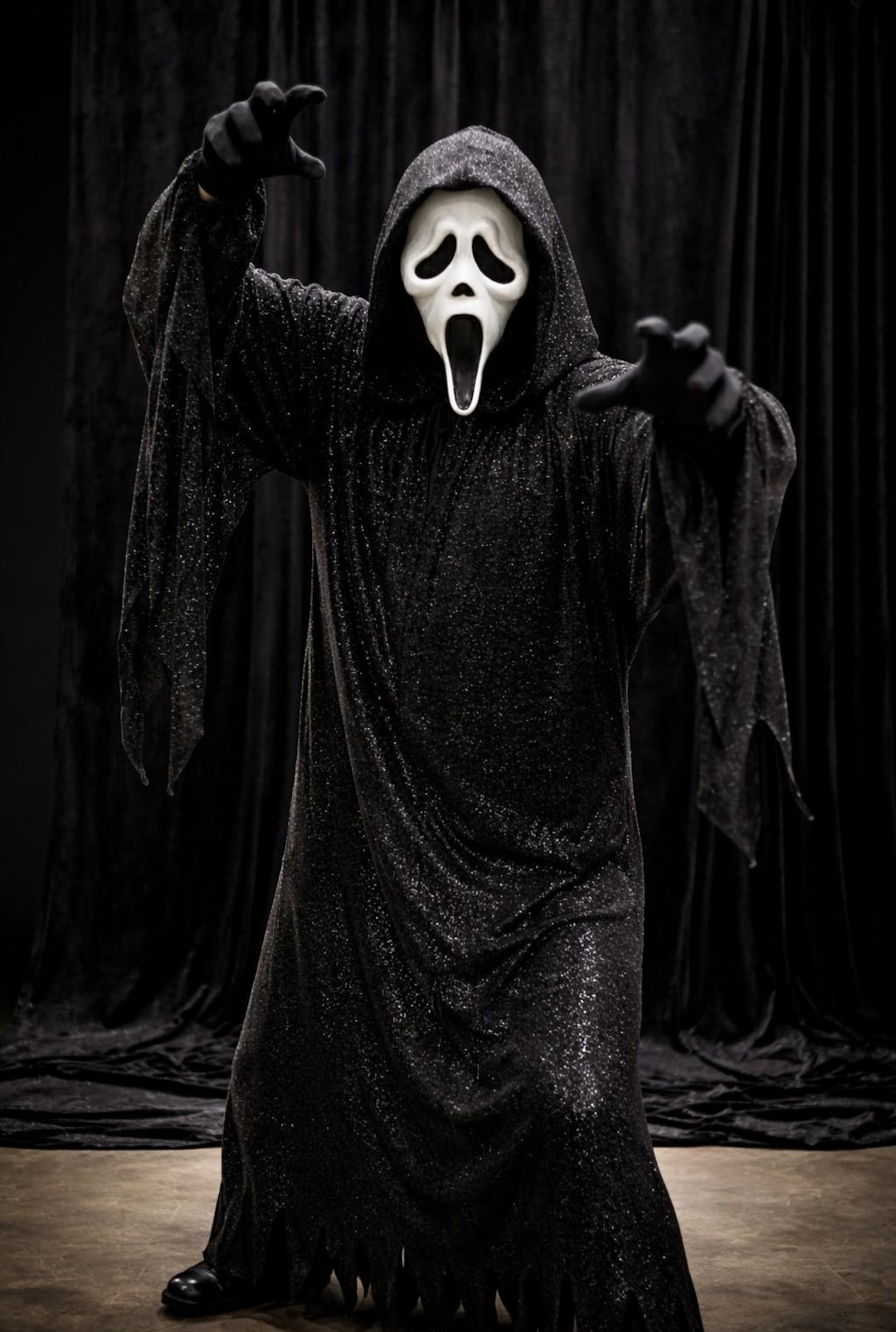 glitter ghost face dress Kids Bling Ghost Face Dress Costume, Black, Large