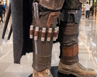 Star Wars Inspired Mandalorian Leather Leg Armor - Men's Handmade Cosplay Costume Prop
