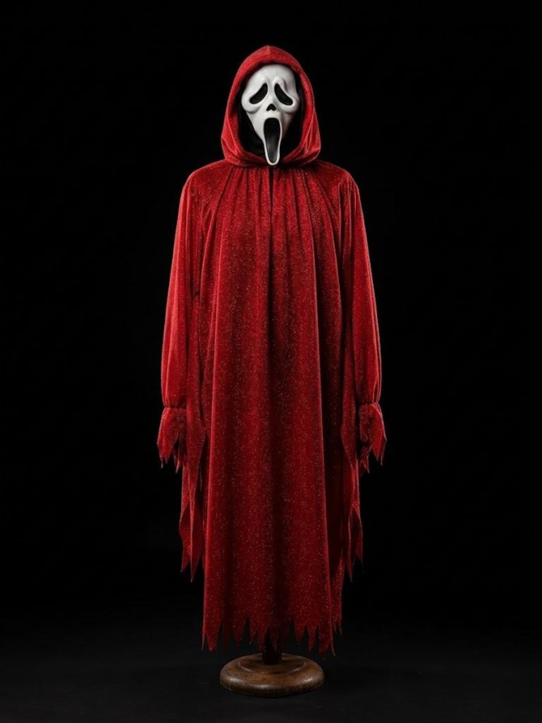 Ghostface Robe Mask Red Sparkly Ghostface Costume - Red Glitter Scream Mask & Robe Set ...