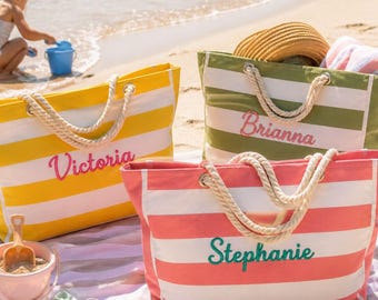 Personalized Beach Bag for Women,Custom Name Large Tote Travel Bag,Bridesmaid Proposal Gifts,Wedding Vacation Essentials,Zipper Pool Purse