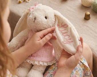Personalized Rabbit Doll, Embroidered Name Bunny Plush, Gift for Granddaughter,  Rabbit Doll, Custom Gift for Baby Girl, Nursery Decor