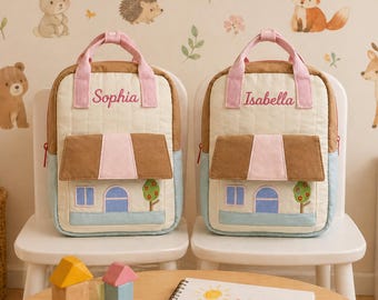 Personalized Girls Backpack,Kids Name Embroidery Backpack,First Day of School Gift for Kindergarten,Lightweight Bookbag,Preschool Bookbag